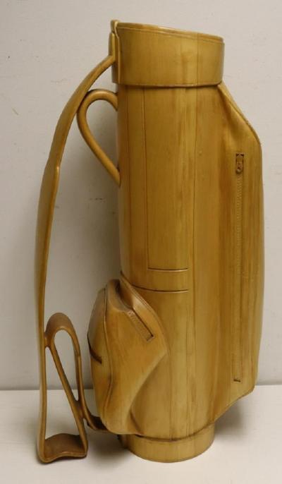 Vintage Carved Wood Decorative Golf Bag