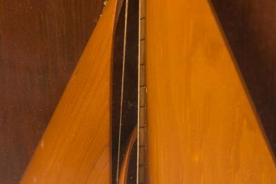 Vintage Carved Wooden Sailboat in a Shadow Box