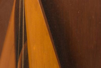 Vintage Carved Wooden Sailboat in a Shadow Box