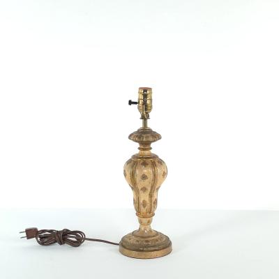 Vintage Carved and Painted Italian Finial Now Lamp circa 1960