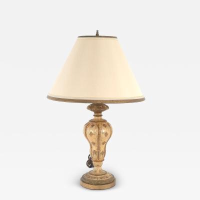 Vintage Carved and Painted Italian Finial Now Lamp circa 1960