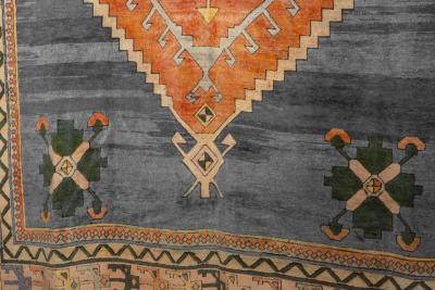 Vintage Central Anatolian Low Pile Wool Rug Turkey Circa 1970