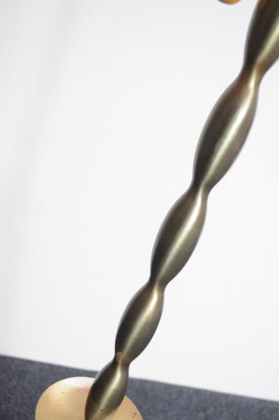 Vintage Ceramic and Brass Graduated Dual Socket Floor Lamp with Shade