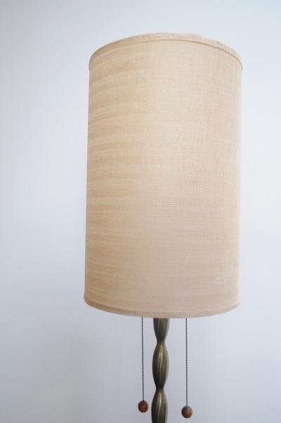Vintage Ceramic and Brass Graduated Dual Socket Floor Lamp with Shade
