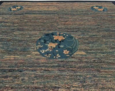 Vintage Chinese Art Deco Blue Handwoven Wool Rug