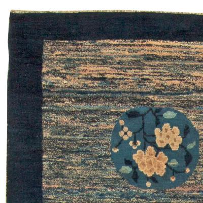 Vintage Chinese Art Deco Blue Handwoven Wool Rug