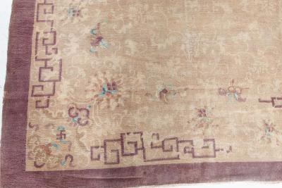 Vintage Chinese Art Deco Brown Handwoven Wool Rug