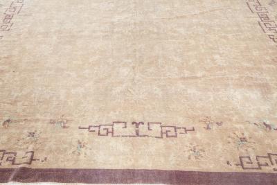 Vintage Chinese Art Deco Brown Handwoven Wool Rug