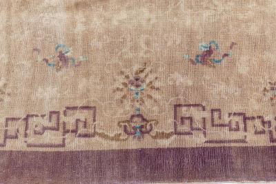 Vintage Chinese Art Deco Brown Handwoven Wool Rug