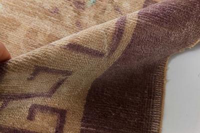 Vintage Chinese Art Deco Brown Handwoven Wool Rug