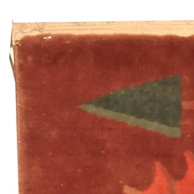 Vintage Chinese Art Deco Red and Green Handmade Wool Rug