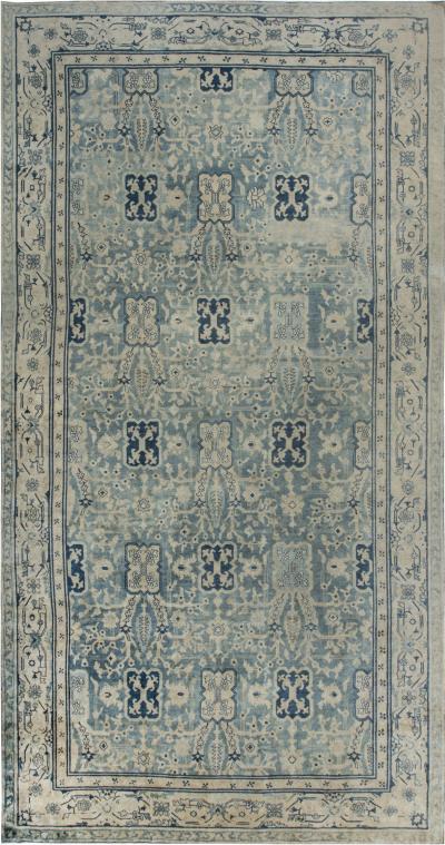 Vintage Chinese Blue Handwoven Wool Rug