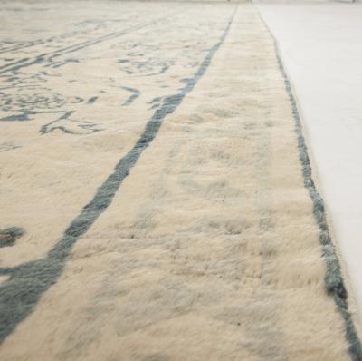 Vintage Chinese Blue Handwoven Wool Rug