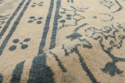 Vintage Chinese Blue Handwoven Wool Rug