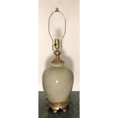 Vintage Chinese Crackle Glaze Vase Designer Lamp