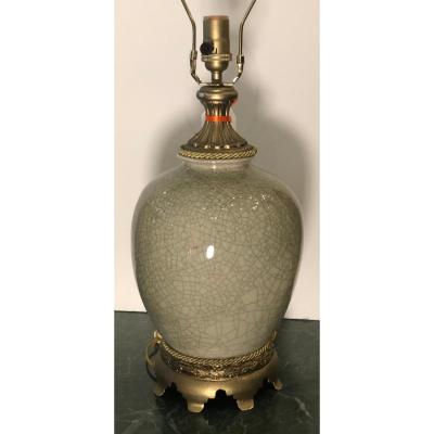 Vintage Chinese Crackle Glaze Vase Designer Lamp