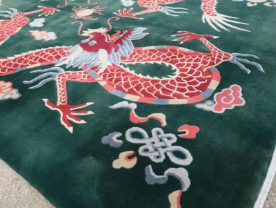 Vintage Chinese Dragon Art Deco Carpet