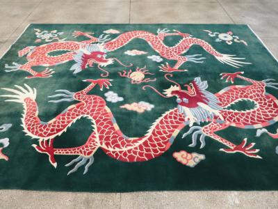Vintage Chinese Dragon Art Deco Carpet