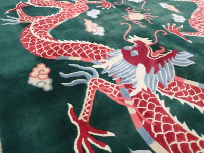 Vintage Chinese Dragon Art Deco Carpet