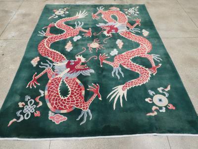 Vintage Chinese Dragon Art Deco Carpet