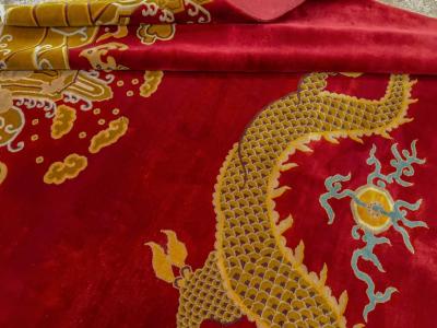 Vintage Chinese Dragon Art Deco Room Size Carpet