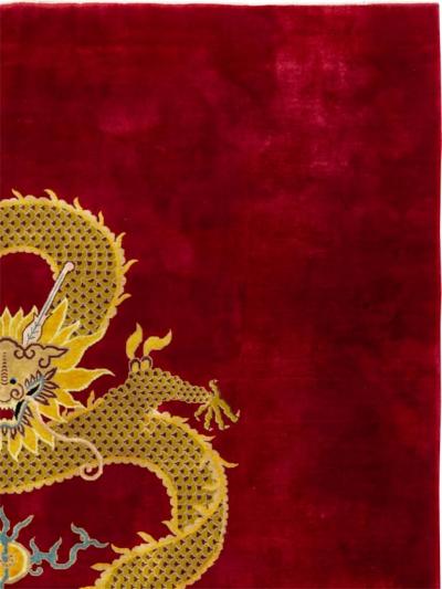 Vintage Chinese Dragon Art Deco Room Size Carpet