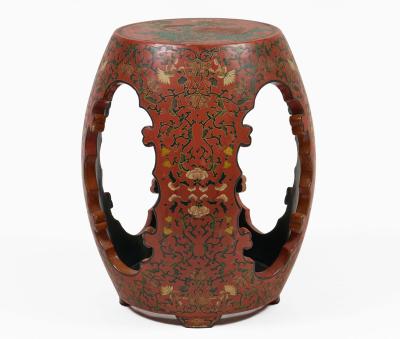 Vintage Chinese Red Lacquered Garden Seat