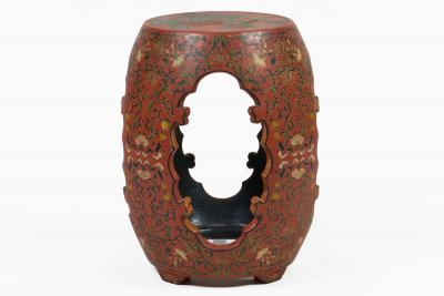 Vintage Chinese Red Lacquered Garden Seat