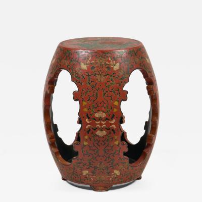 Vintage Chinese Red Lacquered Garden Seat