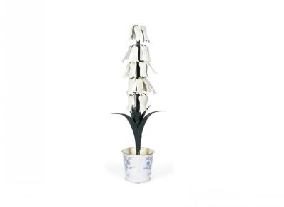 Vintage Chinese Tole and Iron Potted Flower Sculpture