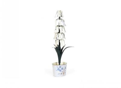 Vintage Chinese Tole and Iron Potted Flower Sculpture