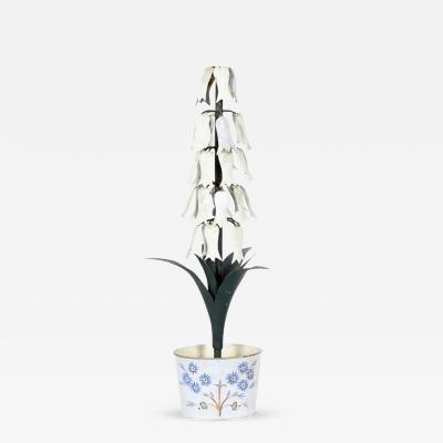 Vintage Chinese Tole and Iron Potted Flower Sculpture