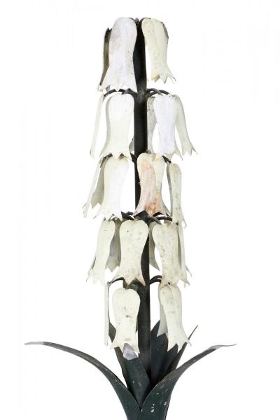 Vintage Chinese Tole and Iron Potted Flower Sculpture