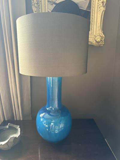Vintage Chinese lamp in turquoise blue