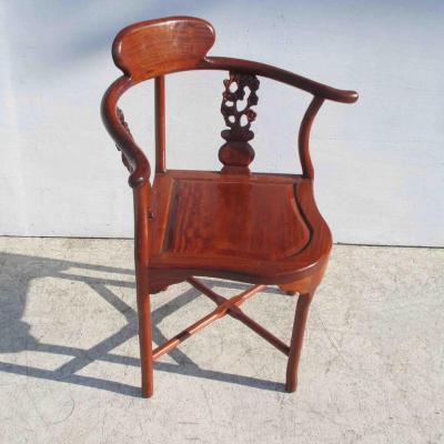 Vintage Chinoiserie Rosewood Corner Chair