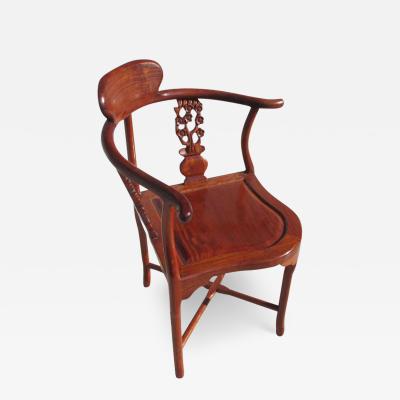 Vintage Chinoiserie Rosewood Corner Chair