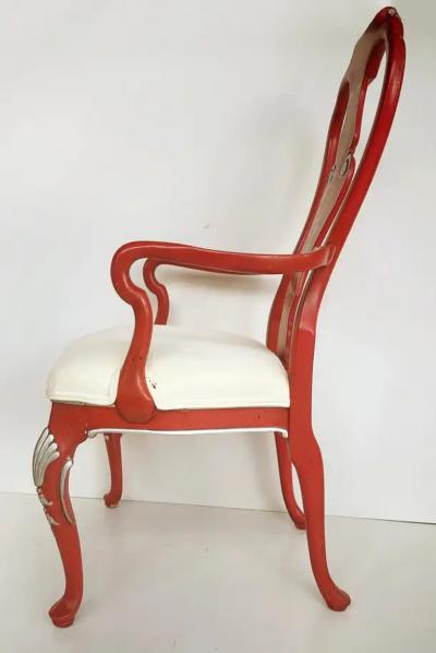 Vintage Chinoiserie Silver Leaf Dining Chairs Set of 6 2 Armchairs 4 Sides