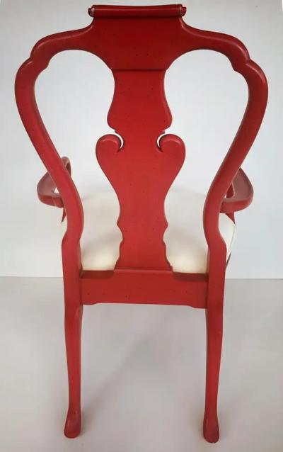 Vintage Chinoiserie Silver Leaf Dining Chairs Set of 6 2 Armchairs 4 Sides