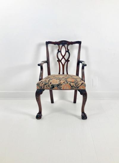 Vintage Chippendale Style Armchairs A Pair