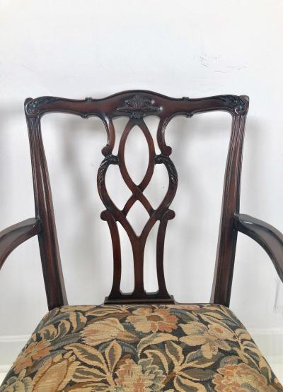 Vintage Chippendale Style Armchairs A Pair