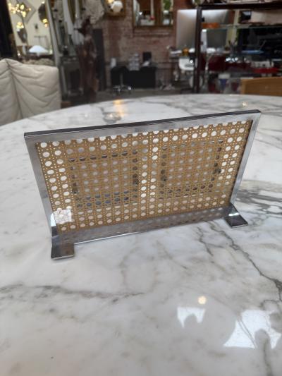 Vintage Chrome Cane Double Photo Frame
