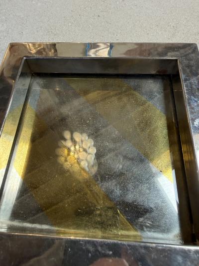 Vintage Chrome Catchall Tray With Stripe Detail