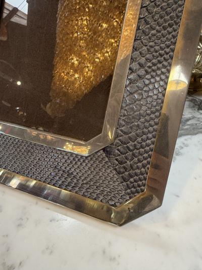 Vintage Chrome and Snakeskin Picture Frame