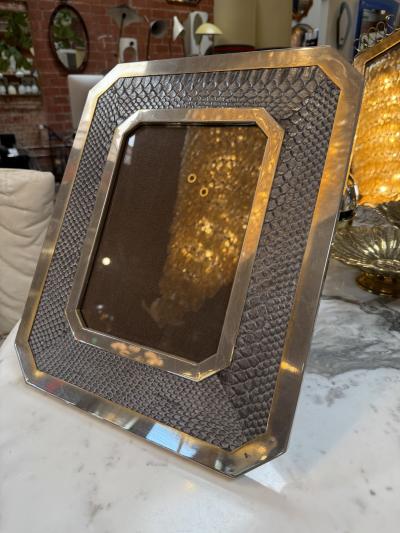 Vintage Chrome and Snakeskin Picture Frame