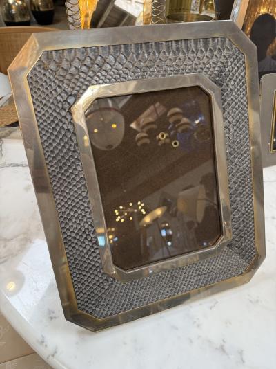 Vintage Chrome and Snakeskin Picture Frame