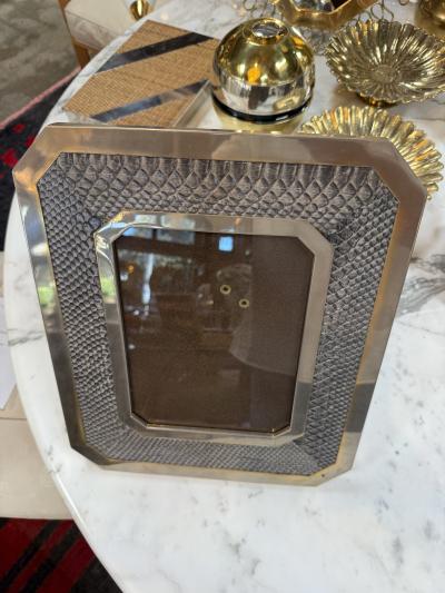 Vintage Chrome and Snakeskin Picture Frame