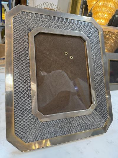Vintage Chrome and Snakeskin Picture Frame