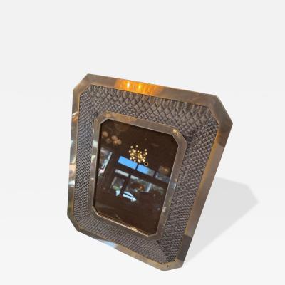 Vintage Chrome and Snakeskin Picture Frame