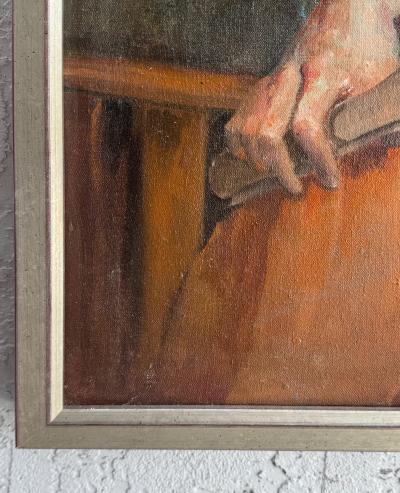 Vintage Classical Shakespearean Pose Portrait Oil Painting Vintage Frame Signed
