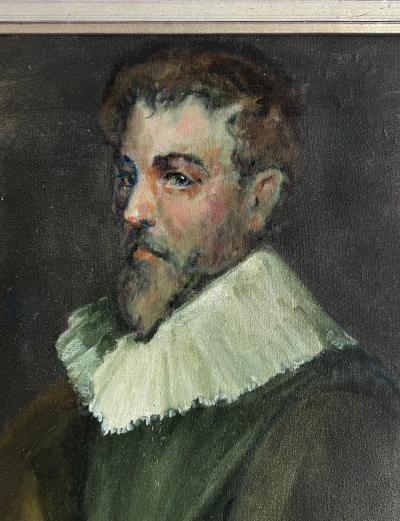 Vintage Classical Shakespearean Pose Portrait Oil Painting Vintage Frame Signed